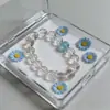 Pulseira de Cristal Branco Puro Natural Combinada com Água-Marinha Pulseira de Círculo Único DIY, Fornecimento Direto do Fabricante