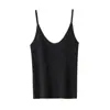Camisola fina listrada de cashmere com alça fina para mulheres, colete sem mangas com decote V para outono e inverno, caimento justo, que abraça o corpo, para vestir por cima, lingerie sexy