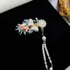 Nuevo Estilo Chino Estilo Antiguo Xiangyun Perla Borla Pasador Lateral Hanfu Accesorios para el Cabello Par de Pinzas Clásico Guofeng Pin Azul Quemado para Mujeres