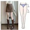 Saia curta justa de cintura alta em linha A para afinar o corpo feminino, nova coleção primavera/outono 2026, plus size, saia de couro PU cor café, meia-saia bodycon