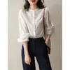 Camisa de algodón de diseño único, top nuevo de verano 2026 para mujer, elegante y versátil camisa blanca francesa