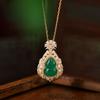 Collar de Calcedonia Fulu de Calabaza Hueca Ruyi Xiangyun Retro de Diseño Nicho de Jaspe Imitación Verde Completo de Estilo Chino Nuevo Mujeres