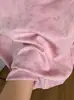 Camiseta de Manga Corta con Cuello Redondo Bordada Tie-Dye Rosa para Hombre, Top Casual Transpirable Versátil de Verano, Camisa Versátil de Moda