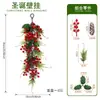 Colgante de pared navideño artificial transfronterizo con ramas sueltas, bayas rojas y piñas, tira decorativa de pared interior estilo europeo y americano