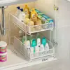 Organizador de Fregadero Extraíble Tocador de Baño Caja de Almacenamiento Debajo del Fregadero Múltiples Niveles Lavabo de Inodoro Cesta Desplegable Estante Escalonado