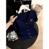 Cardigan de Tricô Europeu de Moda de Alta Qualidade com Decote V e Manga Curta para Mulheres, Novo Verão 2026 Versátil Slim