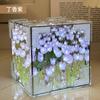 Cubo Mágico Mar de Flores Tulipa Materiais DIY Buquê Espelhado Presente de Aniversário para Namorada Luminária de Mesa