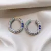 Brincos de franja com contas de zircônia azul vintage, estilo retrô francês, luxo leve e sensação de alta qualidade
