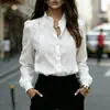Moda Transfronteriza Europea y Americana Camisa Jacquard Repujado Cuello en V Manga Larga Retro Francés Commute Temperamento Suave Top con Patrón Oscuro