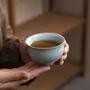 Forno Ru Esmalte Branco Lua Caneca Feita à Mão Caneca Mestra Caneca Única Xícara de Chá Cerâmica Xícara de Chá Kung Fu Doméstica Tigela de Chá Xícara de Chá