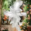 Acordeón Floral Perlado Hecho a Mano Tul de Boda Tela Organdí Tul Decoración de Fondo de Boda con Diseño Plegado