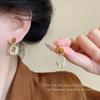 Pendientes vintage de perla de ojo de tigre de imitación para mujer, ligeros, lujosos, con diseño de nicho, pendientes de sentido avanzado, elegantes joyas de Maillard para las orejas.