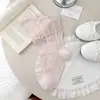 Calcetines Finos de Malla de Encaje Estilo Ballet para Primavera y Verano, Calados, con Borde de Volantes y Moño, Combinados con Zapatos Pequeños de Cuero y Calcetines Holgados