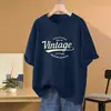 Camiseta de Algodón Puro de Verano de Manga Corta de Longitud Media para Mujer, Talla Grande, Corte Holgado, Cubre los Glúteos, Oculta el Vientre, Efecto Adelgazante, Top de Tallas Grandes