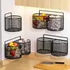 Estante de Almacenamiento Redondo para Cocina con Jengibre y Ajo, Caja de Almacenamiento sin Taladro para Condimentos de Cebolla, Jengibre y Ajo, Cesta de Verduras para Montar en la Pared