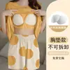 Pijama para Mujer de Manga Corta Dulce con Almohadilla en el Pecho Estilo Coreano Dibujos Animados Estudiante Verano Holgado Talla Grande Ropa de Casa Traje de Dos Piezas para Mujer