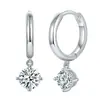 Brincos Argola Cruzados de Moissanita de Quatro Garras para Mulheres Prata de Lei S925 Simples e Exquisitos Ear Cuffs Argolas Estilo Minimalista