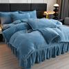 Nuevo Juego de Cubre Cama de Terciopelo Tallado de Cuatro Piezas, Terciopelo Térmico Grueso de Alto Peso para Invierno, Cubre Cama Completamente Mate, Terciopelo de Leche