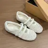 Zapatillas Mary Jane tejidas huecas transpirables estilo francés para mujer, nuevos zapatos de pescador versátiles de verano 2026 para combinar con faldas