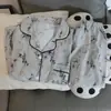 Pijamas de manga larga de primavera y otoño para mujer, de algodón con nubes y tela arrugada, estilo princesa dulce, estilo japonés, ropa fresca para el hogar.