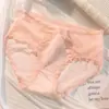 Ropa Interior Sexy de Malla y Encaje de Satén Lustroso Japonés Puro para Niñas Cómoda y Transpirable Algodón Puro Entrepierna Antibacteriana Calzones de Cintura Media