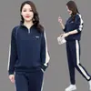Comércio Exterior Europeu e Americano Roupa Esportiva Feminina Outono e Inverno Nova Moda Solta Tamanho Grande Roupa de Corrida Roupa de Time Feminina