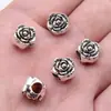 10x 9x 9mm 1.9g prata antiga DIY vintage liga de zinco acessórios de joias flor contas de furo grande
