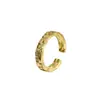 Estilo Coreano Nuevo Textura Tejida Anillo Cepillado para Mujer Cobre Chapado en Oro Circonita Microincrustada Diseño de Nicho Lujo Ligero Anillo Abierto