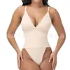 Ropa Interior de Comercio Exterior para Mujer, Body Moldeador de Tirantes con Escote en V Profundo, Correas Traseras y Botones para Ceñir el Abdomen y Proteger la Cintura, Mono Corsé en Forma de T