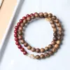 Nuevo Estilo Chino Pulsera de Doble Círculo de Madera Chenxiang Ágata Natural Jade Hetian Jade Azul Agua Pulsera Roja del Sur para Hombres y Mujeres Lujo Ligero