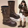 Botas Longas Femininas 2026 Novas Botas de Princesa Outono/Inverno Botas de Cano Alto Retrô Botas Martin Botas Longas Estilosas Infantis de Cano Único