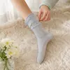 Calcetines apilados de lunares con volantes para mujer, estilo primavera y verano, estilo ins, transpirables, finos, calcetines ahuecados súper coquetos