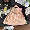 Vestido de Verano Floral para Niñas Estilo Nuevo Verano 2026 Vestido de Algodón y Seda para Niñas Pijamas Elegantes de Princesa para Niños Pequeños