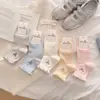Calcetines con Lazos para Mujer, Calcetines Cortos de Lunares, Calcetines Cortos de Verano Finos Dulces con Puño de Burbuja, Calcetines Lisos Estilo Ballet