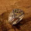 Anillo de Plata Vintage Ojo de Horus con Diseño Árabe, Anillo Ajustable de Moda Unisex con Personalidad