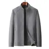 Chaqueta de hombre 2026 otoño/invierno, cuello alto elegante, con cremallera, para mediana edad y jóvenes, estilo business casual, abrigo de lana doble cara hecho a mano, moderno