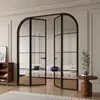 Porta de Correr Nova Retro Estilo Francês para Cozinha, Porta de Correr de Três Folhas para Varanda, Porta de Vidro em Liga de Alumínio para Divisória de Ar Condicionado na Sala de Estar
