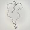 Collar de Estrella Hecho a Mano para Mujer Diseño de Nicho Estrella Hueca de Cinco Puntas Hueso Doble Capa Único Distintivo Cadena Clavícula