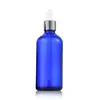 Frasco de Óleo Essencial, Frasco Amostra Azul de Vidro à Prova de Luz para Produtos de Skincare, Frasco Dispensador de Óleo Essencial de 100ml com Conta-gotas, Frasco para Líquidos de Essência