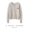 ¡Quien lo use se ve bien! Cárdigan de Cachemir Tejido con Bordado de Cachorro para Mujer, Cuello Redondo, Holgado, Casual, Suave, Aspecto Ceroso, Manga Larga, Chaqueta Moderna