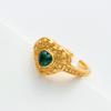 Anel de Zircônia Brilhante em Formato de Coração Estilo Europeu e Americano, Latão Retro de Nicho Banhado a Ouro Real 18K, Anel de Alta Qualidade Levemente Luxuoso para Socialites