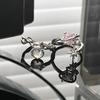 Diseño Nicho Estilo Cool Anillo con Textura de Piedra Lunar de Zircón Rosa Incrustado Anillo Abierto de Gema de Alta Gama para Mujeres