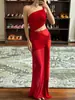 Em Estoque 2025 Europeu e Americano Comércio Exterior Verão Transfronteiriço Sexy Elegante Alça de Um Ombro Ajuste Slim Vestido de Malha Franzido para Mulheres