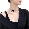 Nuevo collar de lazo negro de terciopelo de doble capa para mujer 2026, exquisita y sofisticada, cadena para la clavícula de estilo fresco y minimalista para mujer