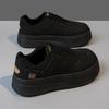 Tênis pretos de sola grossa para mulheres 2024 verão novos sapatos de pão retrô versáteis casuais esportivos sapatos brancos ins tendência