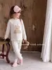 Pijama infantil Anmeiya, Ropa hipoalergénica de algodón 100% Clase A, Ropa de casa infantil, Conjunto de dos piezas de otoño (top y pantalón) para niños y niñas