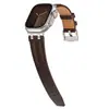 Adecuado para Correas de Apple Watch Piel Ap Acero Inoxidable Correa de Piel con Patrón Crazy Horse Correa Iwatch1109Ultra3 Venta al por Mayor
