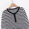 Ropa de Mujer de Comercio Exterior 2026 Verano Moda Europea y Americana Ajuste Delgado Suéter de Punto Rayado con Adornos Cuello Redondo para Mujer F71201