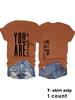 Playera Casual Europea y Americana Impresión de Slogan You Abe Transfronteriza Verano Cuello Redondo Manga Corta Tops Preconfeccionados para Mujer Pedidos de Exportación