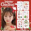 Adesivo de tatuagem de desenho animado infantil de Natal para mulheres, adesivo à prova d'água duradouro para braço e rosto, boneco de neve, alce, padrão de Papai Noel